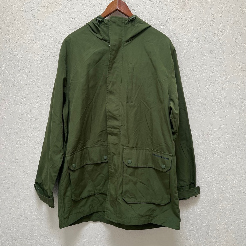 Vineyard Vines Mens Utility Jacket Cypress Green Hooded Field Coat L NWT Preppy